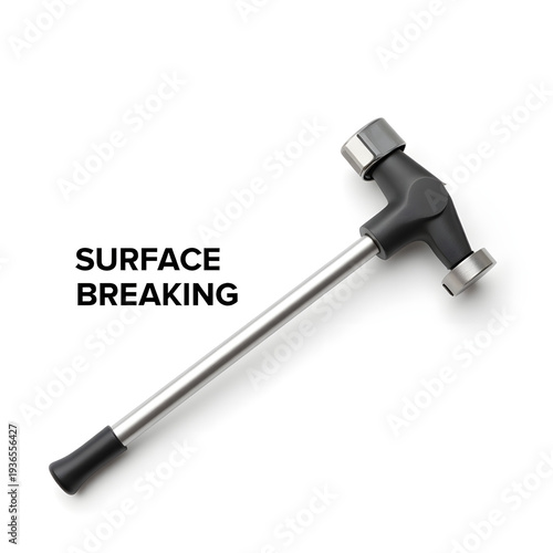 Surface breaking tool with a stainless steel handle and rubber grip  