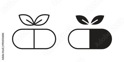 Herbal capsule icon. filled flat sign for mobile concept. glyph and line symbols
