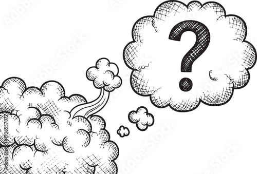 Abstract floral vector background with clouds hearts and nature shapes in a decorative summer sky illustration