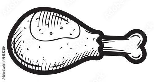 Simple sketch style depiction of a fried chicken leg perfect for promoting delicious meals, restaurant branding, or food related advertising campaigns