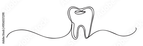 Professional continuous line drawing of a human molar tooth representing dentistry oral health and hygiene perfect for medical presentations or wellness promotions
