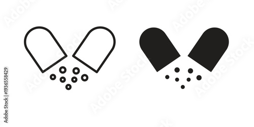 Open Capsule icon. filled flat sign for mobile concept. glyph and line symbols