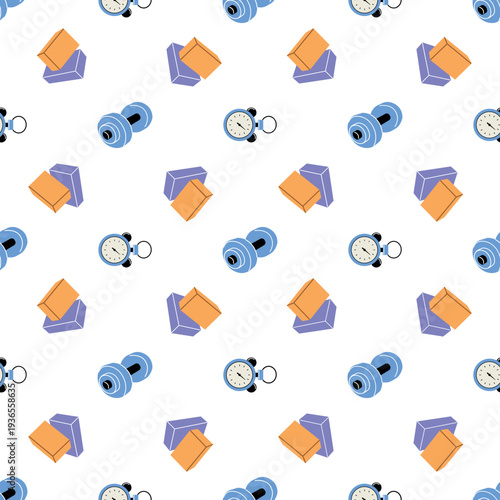 Seamless pattern with fitness elements. Endless textures for your design