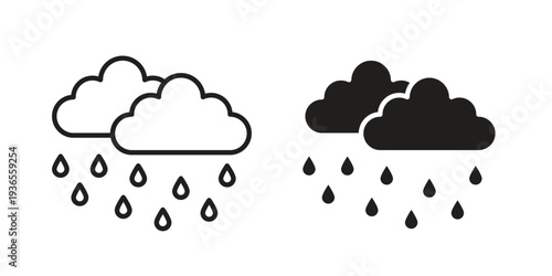 Rainy icon. filled flat sign for mobile concept. glyph and line symbols