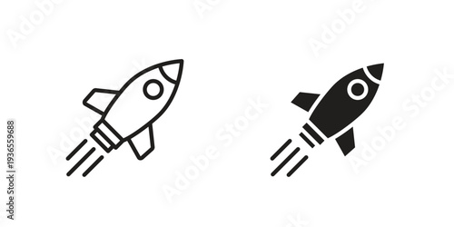 Rocket launch icon. filled flat sign for mobile concept. glyph and line symbols