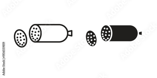 Sausage salami icon. filled flat sign for mobile concept. glyph and line symbols