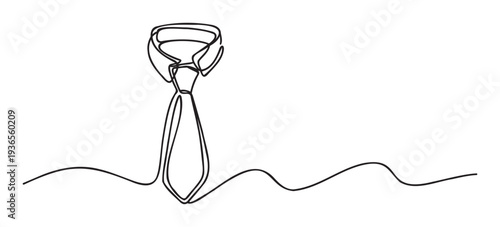 A simple one line drawing of a classic business necktie representing professionalism and sophistication perfect for corporate branding and mens formal wear advertising