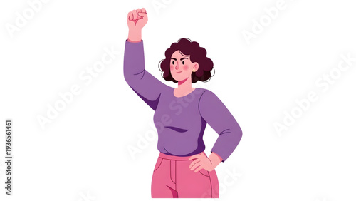 Confident woman celebrating success with raised fist