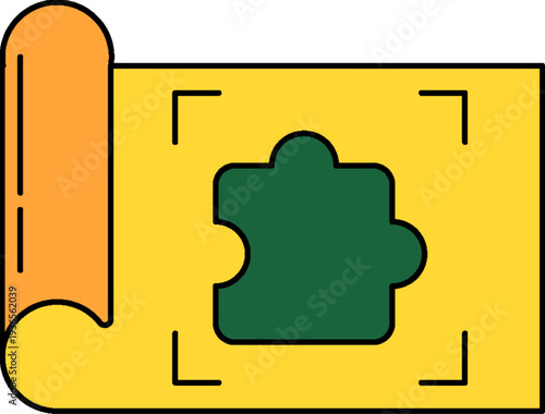 Vibrant yellow ticket with green puzzle piece