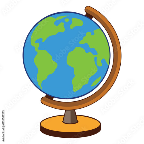 Cartoon World Globe on a Brown Stand