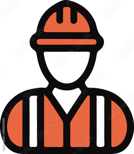 Minimalist modern construction worker vector icon