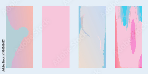 Abstract colorful vertical panels with blended paint stroke textures