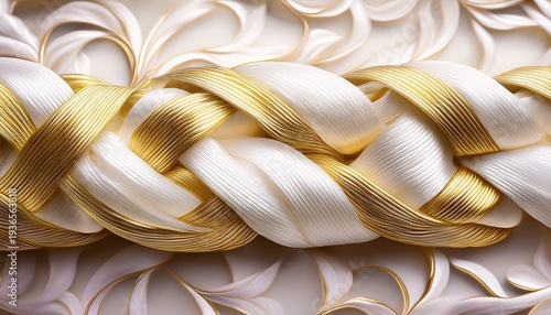 A Delicate Intricate Braid Of White And Gold Ribbon Elegance Accessory
