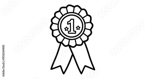 First place award ribbon with a number one black outline silhouette