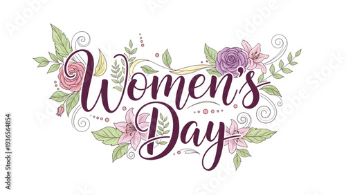 Celebrate Women's Day with elegant floral design and typography