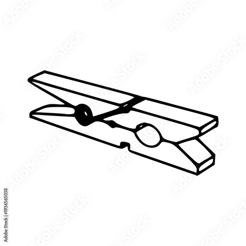 wooden clothespin illustration in minimalist line art style