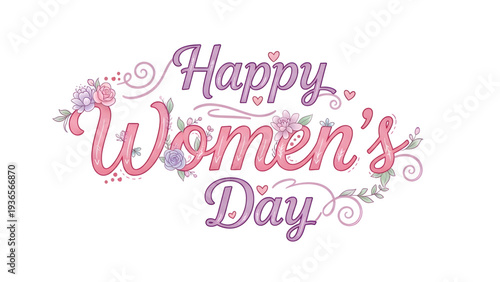 Celebrate Happy Women's Day with beautiful floral typography