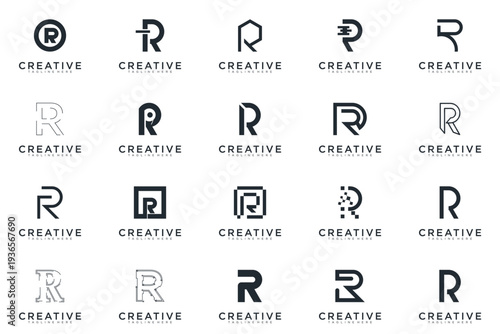 abstract creative letter R logo vector, bussines logo letter R 