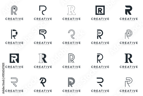 abstract creative letter R logo vector, bussines logo letter R 