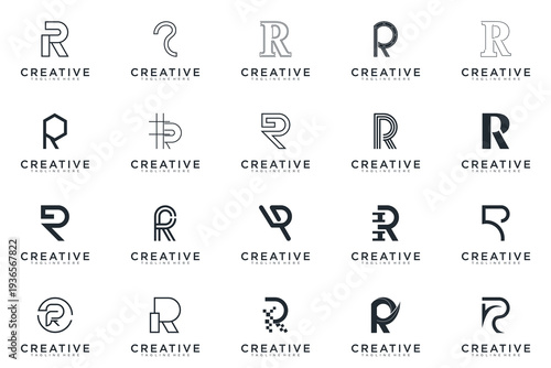 abstract creative letter R logo vector, bussines logo letter R 