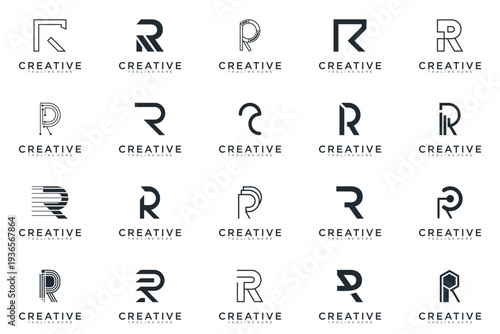 abstract creative letter R logo vector, bussines logo letter R 