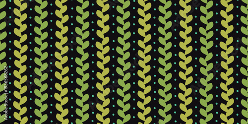 グリーンリーフと水玉模様のパターン