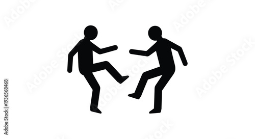 Two figures engaging in a dynamic interaction stark black silhouette