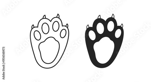 Two contrasting animal paw prints presented as a graphic silhouette