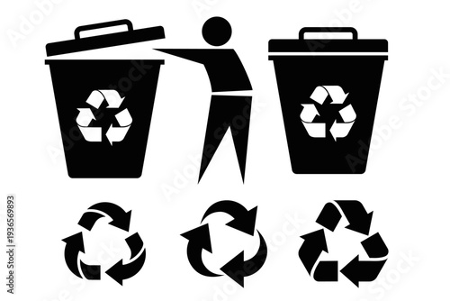 Recycle bin vector icon illustration
