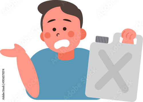 Cartoon characters of people in situations Gas shortage. 