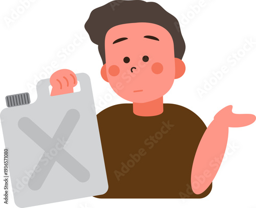 Cartoon characters of people in situations Gas shortage. 