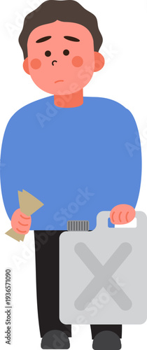 Cartoon characters of people in situations Gas shortage. 