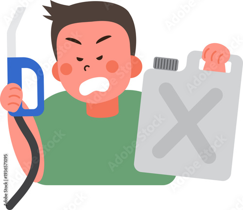 Cartoon characters of people in situations Gas shortage. 