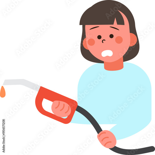 Cartoon characters of people in situations Gas shortage. 