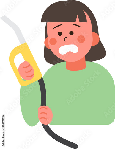 Cartoon characters of people in situations Gas shortage. 