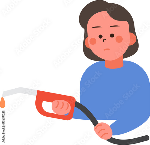 Cartoon characters of people in situations Gas shortage. 