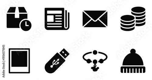 Various objects representing mail delivery process and storage with fashion accessories