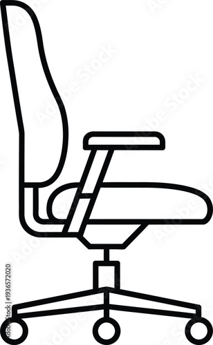 minimalist office chair vector icon, ergonomic swivel desk chair silhouette for corporate business and workspace design