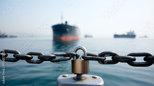 Chain and Lock with Vessel ...
