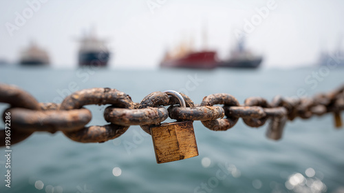 Old Chain with Padlock in H...