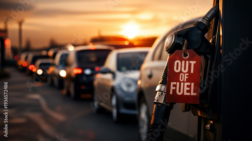 Gas Crisis: A line of vehic...