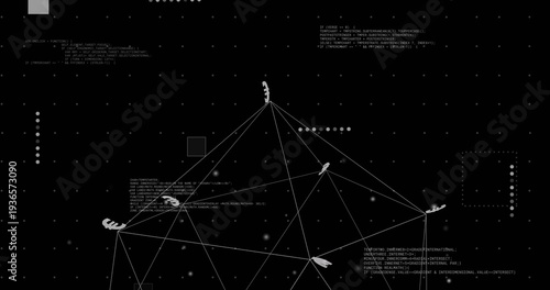 Fotografi Displaying wireframe polyhedron centered on black background, showing cursor ico