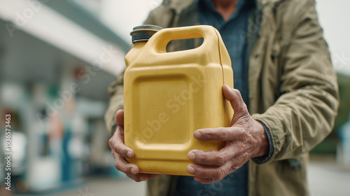 Fueling Up: A person holds ...