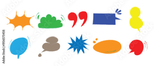 Speech crayon frame cute color set. Speech frame crayon hand drawn line pastel box balloon bubble cloud. Crayon child cartoon doodle talk chat text background decoration sketch. Vector illustration.