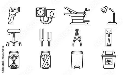 Infrared thermometer showing health equipment for checking body temperature in hospital