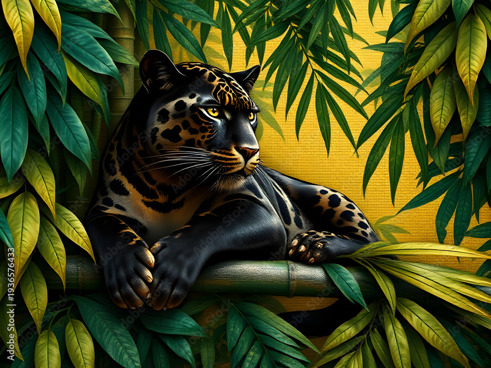 Fototapeta premium Black Tiger in the jungle