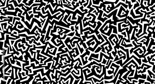 Black and White Abstract Geometric Doodle Pattern Background