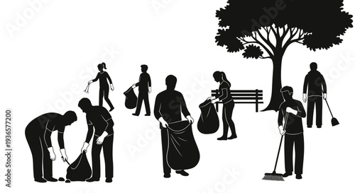 Community Cleanup: Volunteers Working Together to Clean a Park.