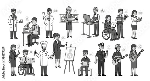 Diverse Professionals: A Collection of Career Illustrations.