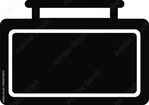 Black silhouette of a briefcase icon isolated on transparent background for business or travel